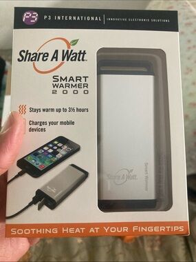 Share A Watt Smart Warmer 2000 Portable Hand Warmer & Charger - White